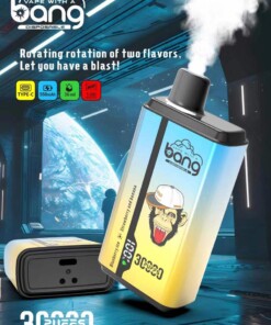 Appareil de vape à deux saveurs, 30 000 bouffées, batterie de 550 mAh et chargement USB-C.