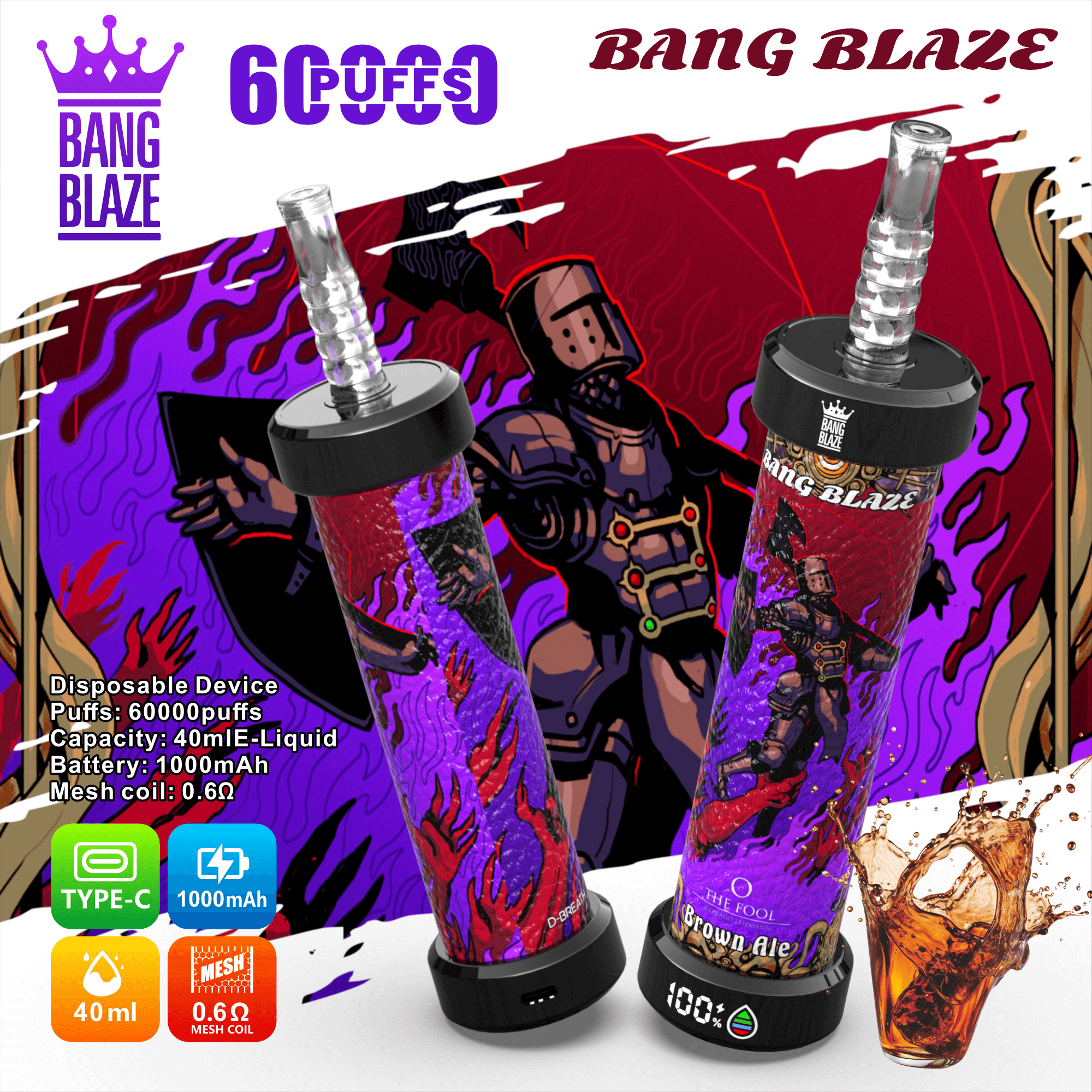 disposable vape 0% nicotine 60000 puffs