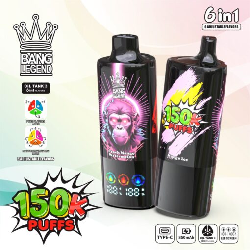 Bang Legend 150000 Puffs 6in1 Vape – Ultra-Long Battery Life, 6-in-1 Flavor  System, Mesh Coil & Type-C Fast Charging – BangKingVape
