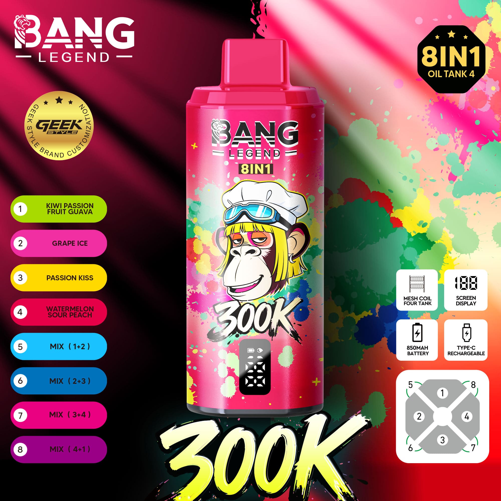 Bang Legend 300000 Puffs 8-in-1 Vape – 300K Ultra High Capacity